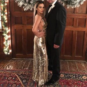 Lovers and Friends, Maxi Dress, Sequin Dress, Bronze, Gold, Revolve